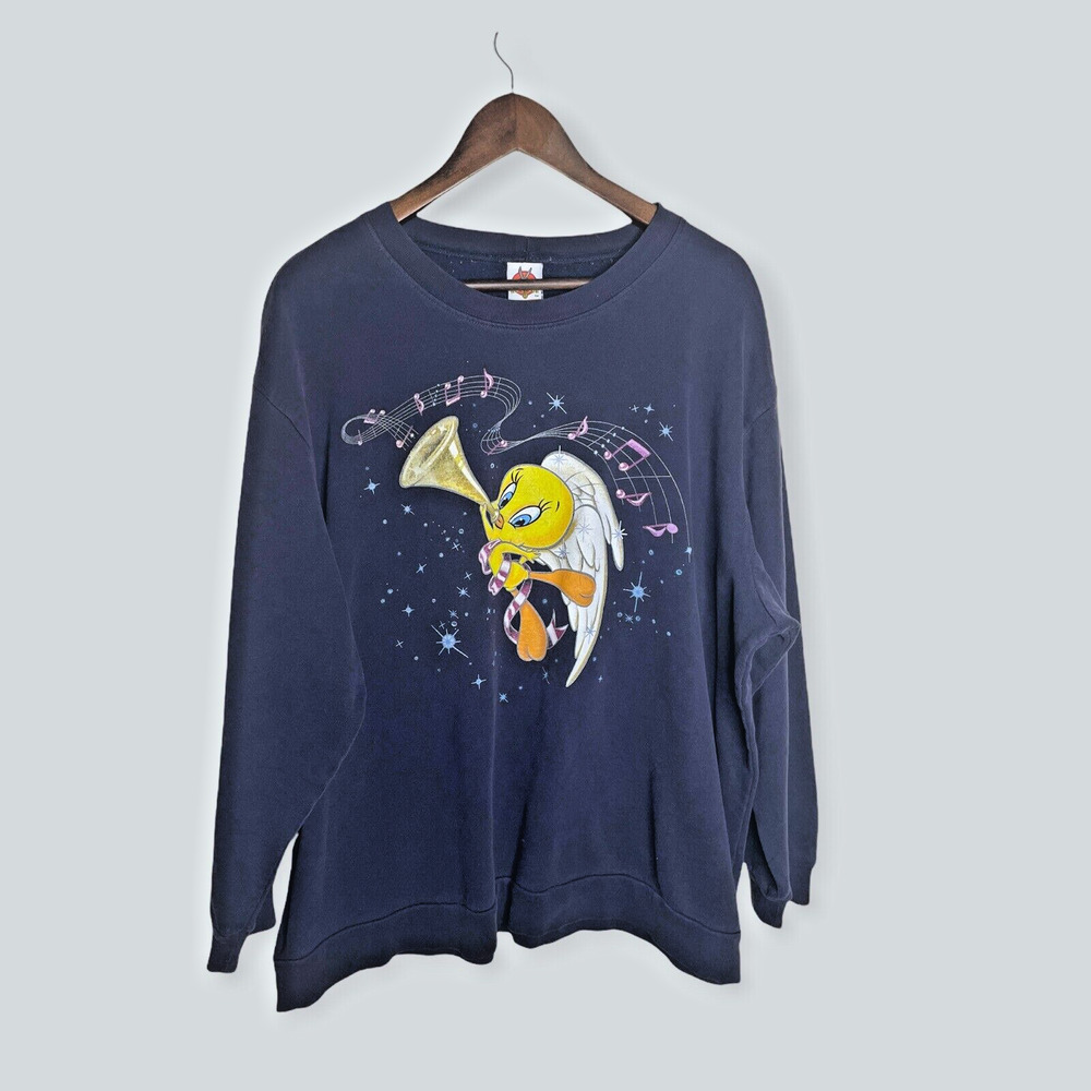 VINTAGE Tweety Bird Looney Tunes Crewneck Sweatshirt Sz 2XL XXL 1999 Music angel
